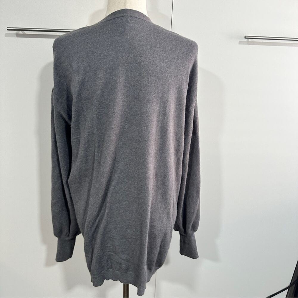 Hinge Gray Balloon Sleeve Open Front Cardigan Sweater Size M - Picture 5 of 11